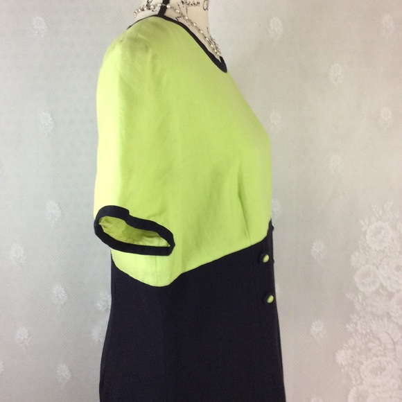 Lennie NY Lime Green Navy Linen Blend Dress 12 - Picture 6 of 11